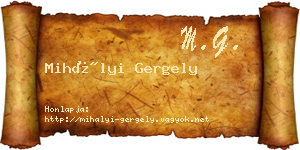 Mihályi Gergely névjegykártya